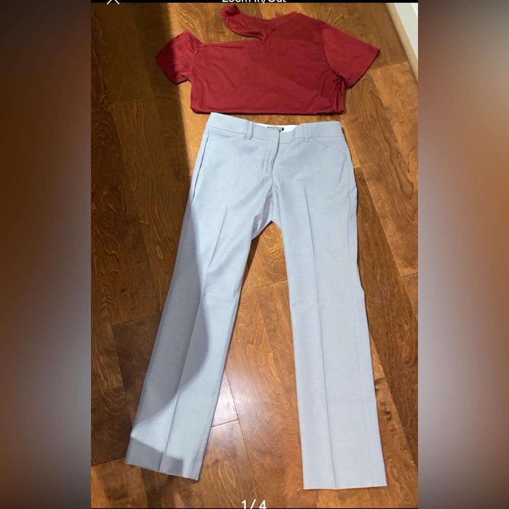 Retl$90 Sz2 Editor Light grey pleated work office pant